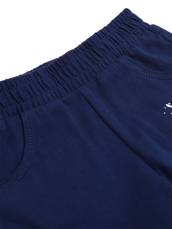 Boys White & Blue Printed T-Shirt with Short Pants image number 5